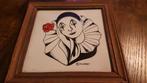 vintage ingelijst Pierrot tegeltje uit de jaren tachtig, Verzenden, Zo goed als nieuw