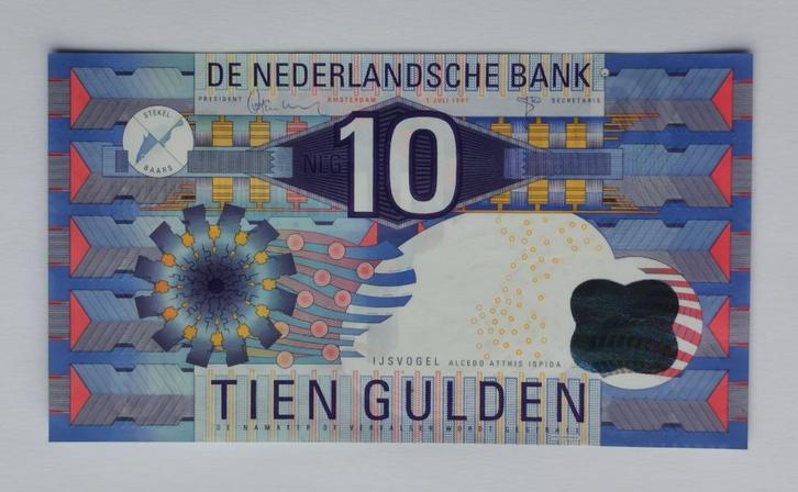 Bankbiljet 10 Gulden 1997 Ijsvogel/Kingfisher UNC zie fotos, Postzegels en Munten, Bankbiljetten | Nederland, Los biljet, 10 gulden