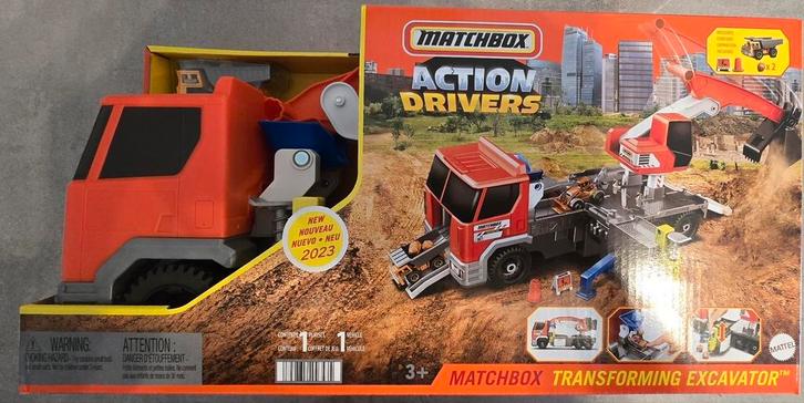 Matchbox action drivers Transforming excavator 3+, Kinderen en Baby's, Speelgoed | Speelgoedvoertuigen, Nieuw, Ophalen of Verzenden