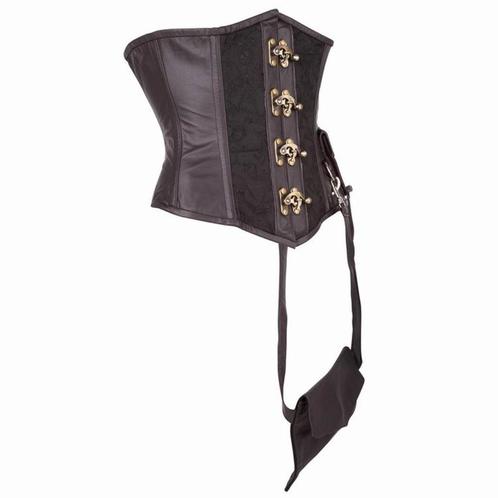 Leren steampunk korset model 21 maat small t/m 6xl, Kleding | Dames, Ondergoed en Lingerie, Body of Korset, Bruin, Ophalen of Verzenden