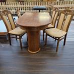 Eettafel. hout.  half rond op voet plus 4 stoelen, Ophalen, ., Rond, .