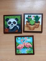 pixelhobby schilderijtjes 14x14 cm (cactus, panda, flamingo), Ophalen of Verzenden, Zo goed als nieuw, Materiaal