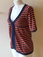 Gestreept oranje/blauw vestje van Bershka maat S., Blauw, Zo goed als nieuw, Maat 36 (S), Bershka