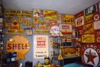 gezocht emaillebord olie blik reclamebord shell 1920 1930, Verzamelen, Ophalen, Gebruikt, Reclamebord