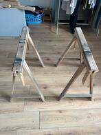 Houten schragen. In hooge verstelbaar., Doe-het-zelf en Verbouw, Steigers, Ophalen, Zo goed als nieuw, Overige typen, Minder dan 2 meter