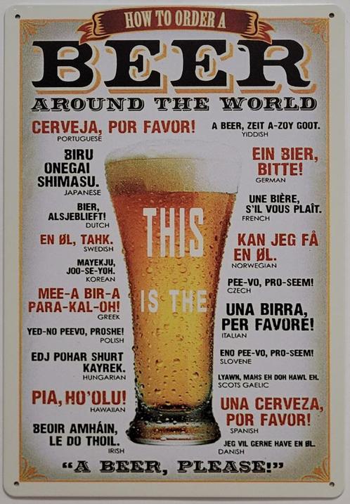 Beer around the world bier reclamebord van metaal wandbord, Huis en Inrichting, Woonaccessoires | Tekstborden en Spreuken, Nieuw