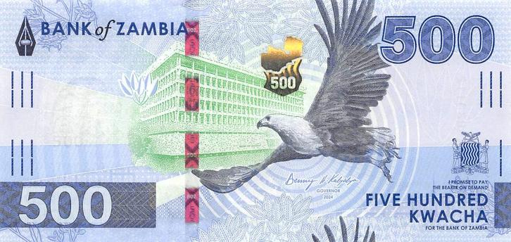Zambia 500 Kwacha 2024 Unc pn 67a, Postzegels en Munten, Bankbiljetten | Afrika, Los biljet, Zambia, Ophalen of Verzenden