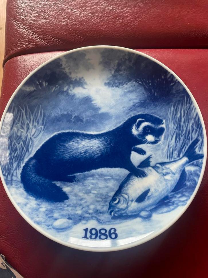 Georg Jensen Wandbord 1986 - Ilder (Bunzing) Jachtplaat Orig, Antiek en Kunst, Antiek | Wandborden en Tegels, Ophalen of Verzenden