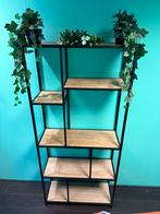 Stijlvolle open kast met houten planken, Met plank(en), Zo goed als nieuw, Metaal, 150 tot 200 cm
