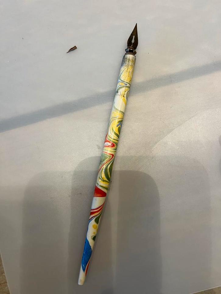 Oud inktpotje met kroontjespen, Verzamelen, Pennenverzamelingen, Gebruikt, Overige typen, Overige merken, Ophalen