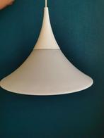 Vintage Glazen Hanglamp jaren 70 Heksenhoed lamp Japandi wit, Ophalen, Gebruikt, Vintage, Glas