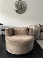 Velvet taupe draaiend fauteuil, Huis en Inrichting, Banken | Sofa's en Chaises Longues, Ophalen, Eenpersoons, 75 tot 100 cm, Zo goed als nieuw