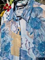 Schattige vintage viscose linnen blauwe zonnebloem blouse, Kleding | Dames, Blouses en Tunieken, Ophalen of Verzenden, Zo goed als nieuw