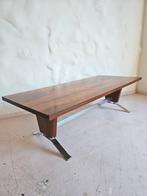 Vintage salontafel koffietafel op chromen frame, Ophalen, Gebruikt, 100 tot 150 cm, 50 tot 100 cm