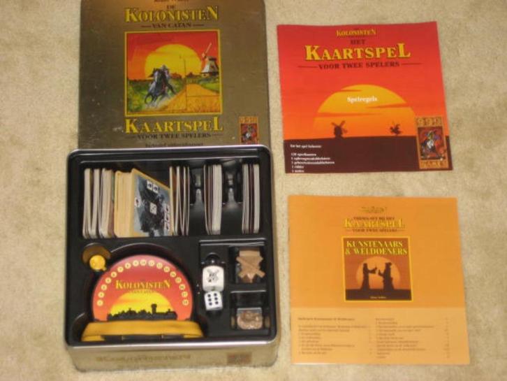 Kolonisten van Catan kaartspel + uitbreiding kunstenaars, Hobby en Vrije tijd, Gezelschapsspellen | Kaartspellen, Gebruikt, Ophalen of Verzenden