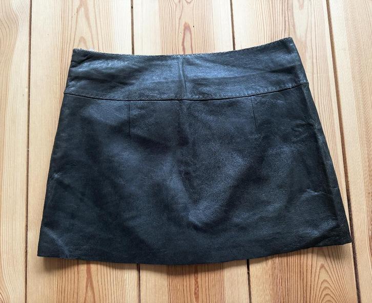 Leren Rok Ginger - Zwart Groen Leer - Maat 38 / Medium, Kleding | Dames, Rokken, Zo goed als nieuw, Maat 38/40 (M), Zwart, Boven de knie