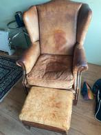 Gratis Wing Chair + Voetenbank, Ophalen, Gebruikt, Leer, 75 tot 100 cm