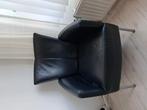 Mooie leren stoel kleur zwart met zilver poot, Huis en Inrichting, Fauteuils, Ophalen, Zo goed als nieuw, Leer