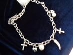 zilverkl grof geschakeld snoer met hangers nr k 5861, Sieraden, Tassen en Uiterlijk, Kettingen, Nieuw, Ophalen of Verzenden, Zilver