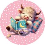 LF6959 ouwel kalfje 20x4,7cm eetbare cupcake rondjes vers, Ophalen of Verzenden, Nieuw, Cupcakes, Versiering