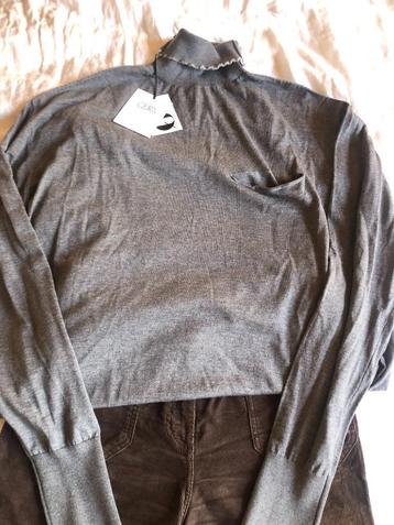 NIEUW Quira Italy prachtige grijze oversized col trui wol M beschikbaar voor biedingen