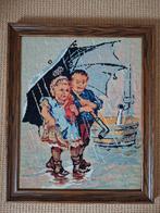 Ot en Sien onder moeders paraplu, Ophalen, 50 tot 75 cm, Schilderij, 50 tot 75 cm