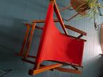 Oranje strandstoelen met kunststof loper, Ophalen, Gebruikt, Hout, Inklapbaar