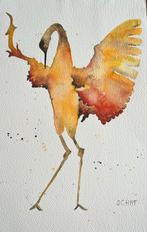 Kraanvogel aquarel, Antiek en Kunst, Ophalen of Verzenden