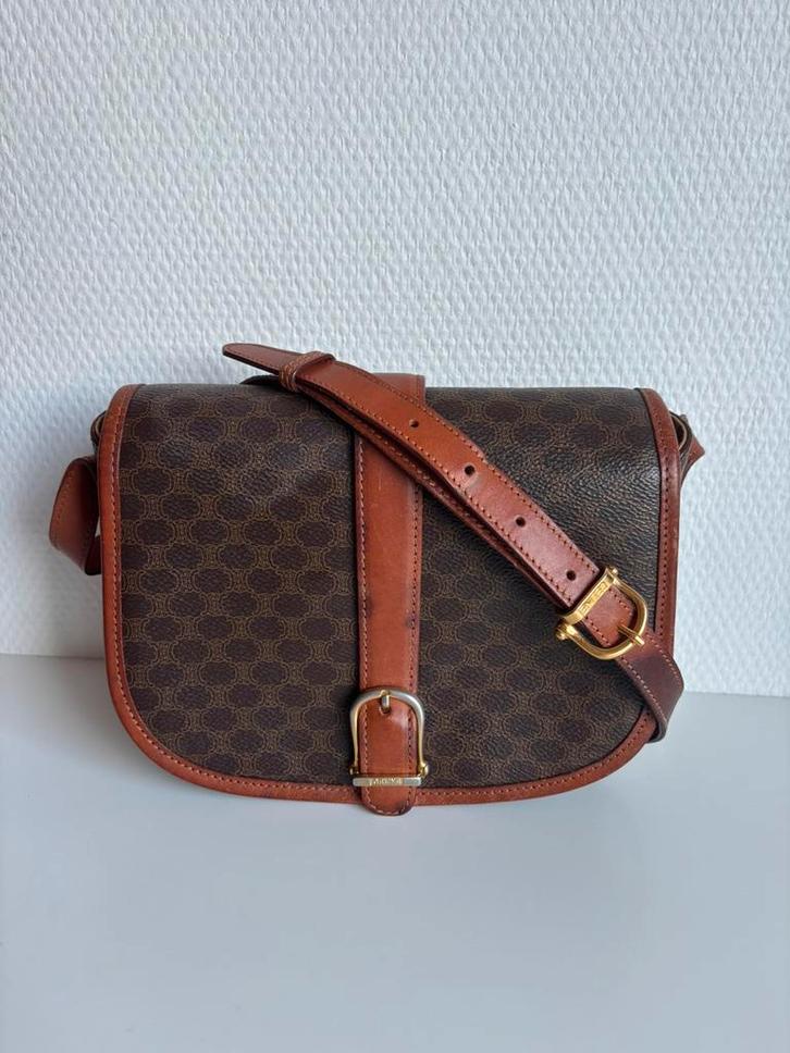 Celine Vintage 90s Brown Crossbodybag, Sieraden, Tassen en Uiterlijk, Tassen | Schoudertassen, Zo goed als nieuw, Overige merken