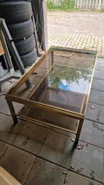Mooie vintage brons gouden salontafel met rookglas, Ophalen, 50 tot 100 cm, Minder dan 50 cm, Glas