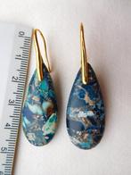 Blauw-groene Jaspis oorhangers (M98101), Overige materialen, Hangers, Blauw, Nieuw
