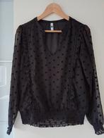Blouse dots Nieuw 38 zwart doorschijnende mouw, Kleding | Dames, Blouses en Tunieken, Ophalen of Verzenden, Zo goed als nieuw