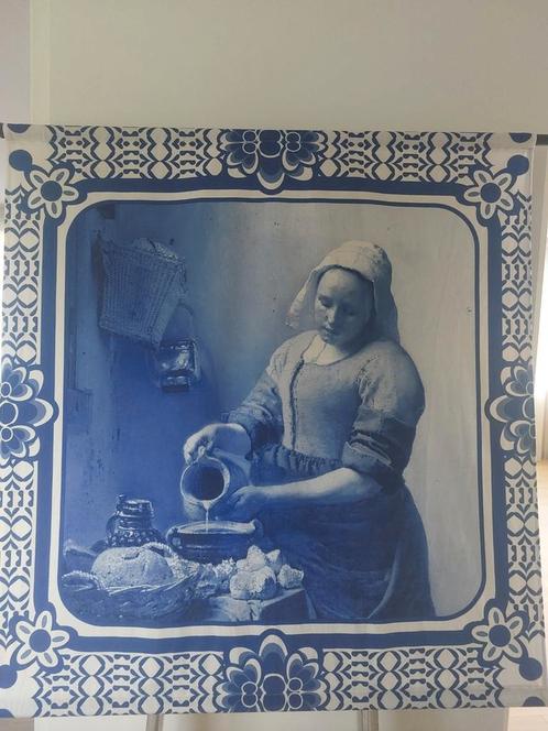 Delfts Blauw Wandkleed - Het Melkmeisje, Antiek en Kunst, Antiek | Kleden en Textiel, Ophalen of Verzenden