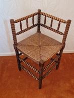 houten knobbel/hoekstoel bobbin stijl zitting v riet, Antiek en Kunst, Antiek | Meubels | Stoelen en Banken, Ophalen
