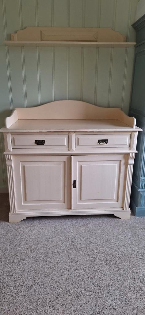 Kibofa Brocante babykamer, ledikant, commode en wandplank, Kinderen en Baby's, Kinderkamer | Commodes en Kasten, Gebruikt, Commode