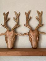 Houten Hertenkoppen - Wanddecoratie, Ophalen of Verzenden, Zo goed als nieuw