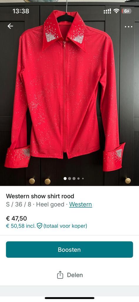 Western showblouse rood, Kleding | Dames, Blouses en Tunieken, Zo goed als nieuw, Maat 36 (S), Rood, Ophalen of Verzenden