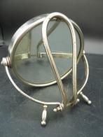 Antieke scheerspiegel met metalen standaard, Antiek en Kunst, Ophalen of Verzenden, Rond, Minder dan 50 cm, Minder dan 100 cm