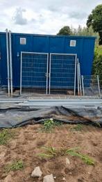 Hekwerk met dubbele poort hoog enkele poort laag, Tuin en Terras, Tuinhekken en Hekwerk, Ophalen, Gebruikt, IJzer, Gaashekwerk