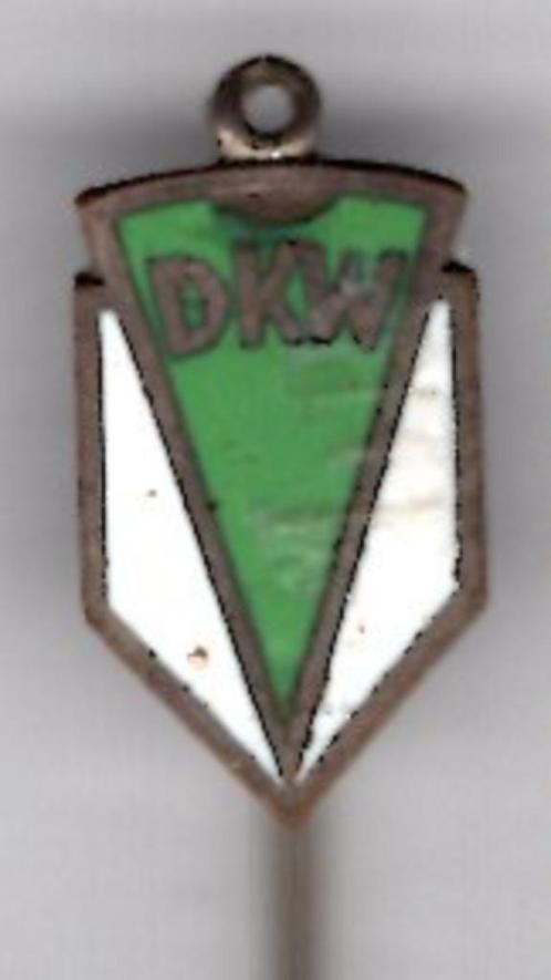 DKW groen/wit email op zilverkleurig auto speldje ( A_244 ), Verzamelen, Speldjes, Pins en Buttons, Zo goed als nieuw, Speldje of Pin