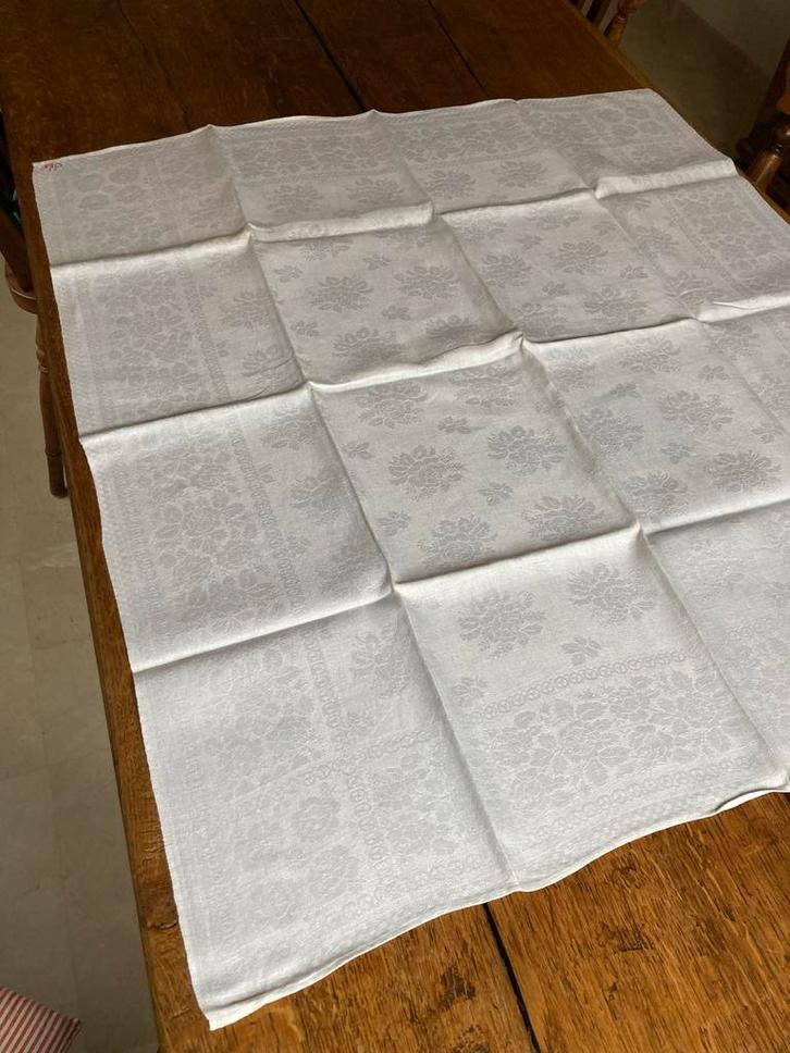 6 Antieke Damast Servetten met Monogram - 85x75cm, Antiek en Kunst, Antiek | Kleden en Textiel, Ophalen of Verzenden