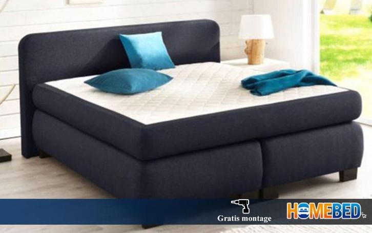 Boxspring Luxor Grijs 160 x 200, Huis en Inrichting, Slaapkamer | Boxsprings, Nieuw, Overige maten, 190 cm of minder, Twijfelaar