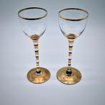 Gouden Gestreepte Wijnglazen - Set van 2, Antiek en Kunst, Ophalen of Verzenden