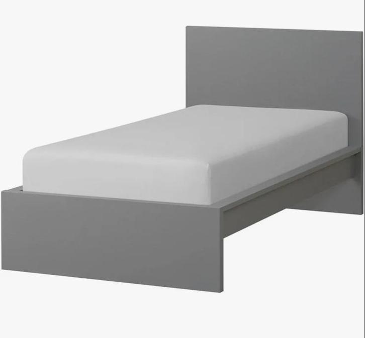 IKEA Malm bedframe, grijs, 90x200 cm nieuw, Huis en Inrichting, Slaapkamer | Bedden, Zo goed als nieuw, Eenpersoons, 90 cm, 200 cm
