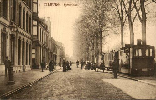 Tilburg - Spoorlaan - Stoomtram Tram, Verzamelen, Ansichtkaarten | Nederland, Ongelopen, Noord-Brabant, Voor 1920, Ophalen of Verzenden