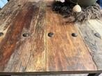 Richmond Salontafel – 80x80cm – Massief Hout & Zwart staal, Ophalen, Gebruikt, 100 tot 150 cm, Vierkant