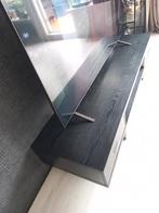Zwart tv meubel met 2 lades op zilverkleurige poten, Huis en Inrichting, Kasten | Televisiemeubels, Ophalen, Gebruikt, 25 tot 50 cm