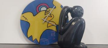 Glasdesign-wandklok van Corneille (1999) & sculptuur in de s beschikbaar voor biedingen