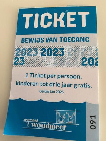 10 x Zwembad Hoogwoud -Opmeer toegangs kaartje .t/m 2025 beschikbaar voor biedingen
