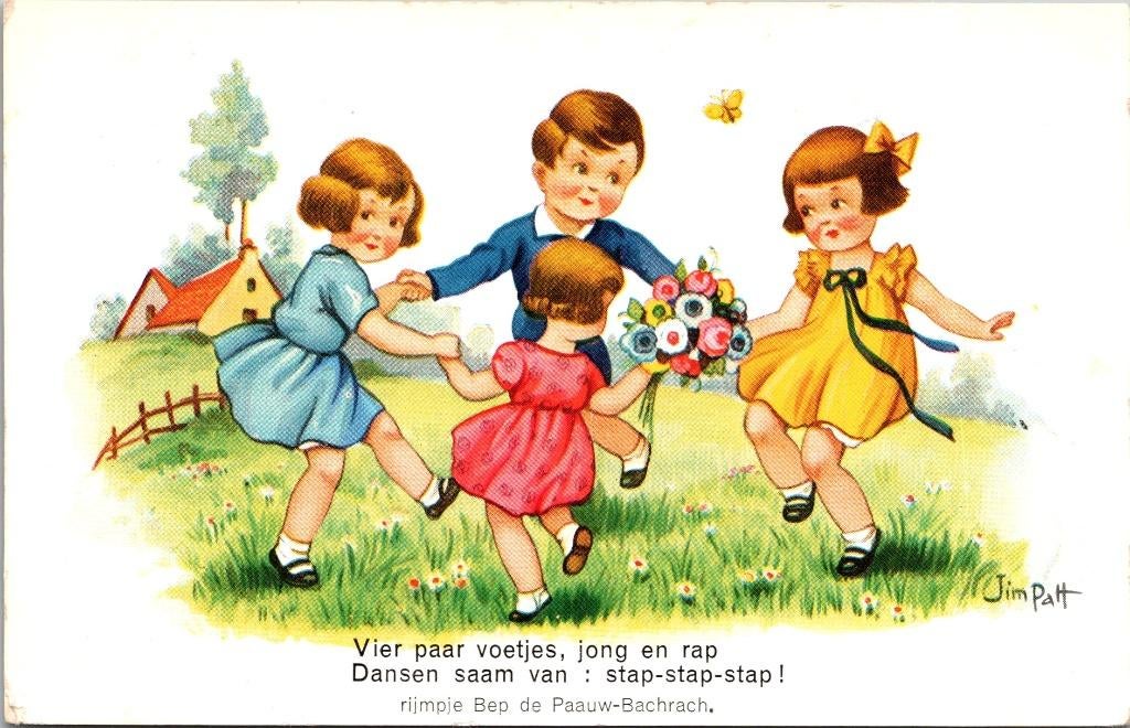 Dansen saam - Antieke ansichtkaart kinderen (1939), Ophalen of Verzenden, 1920 tot 1940, Gelopen, Kinderen